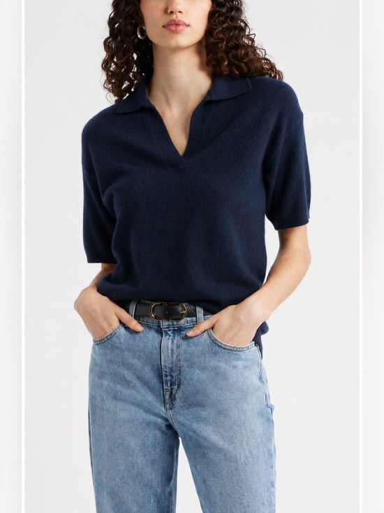 Nordstrom Sweaters - Nordstrom Cashmere Johnny Collar Short Sleeve Sweater Black Rock M NWT